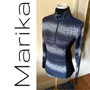 Marika Navy and Black Geometric Pullover